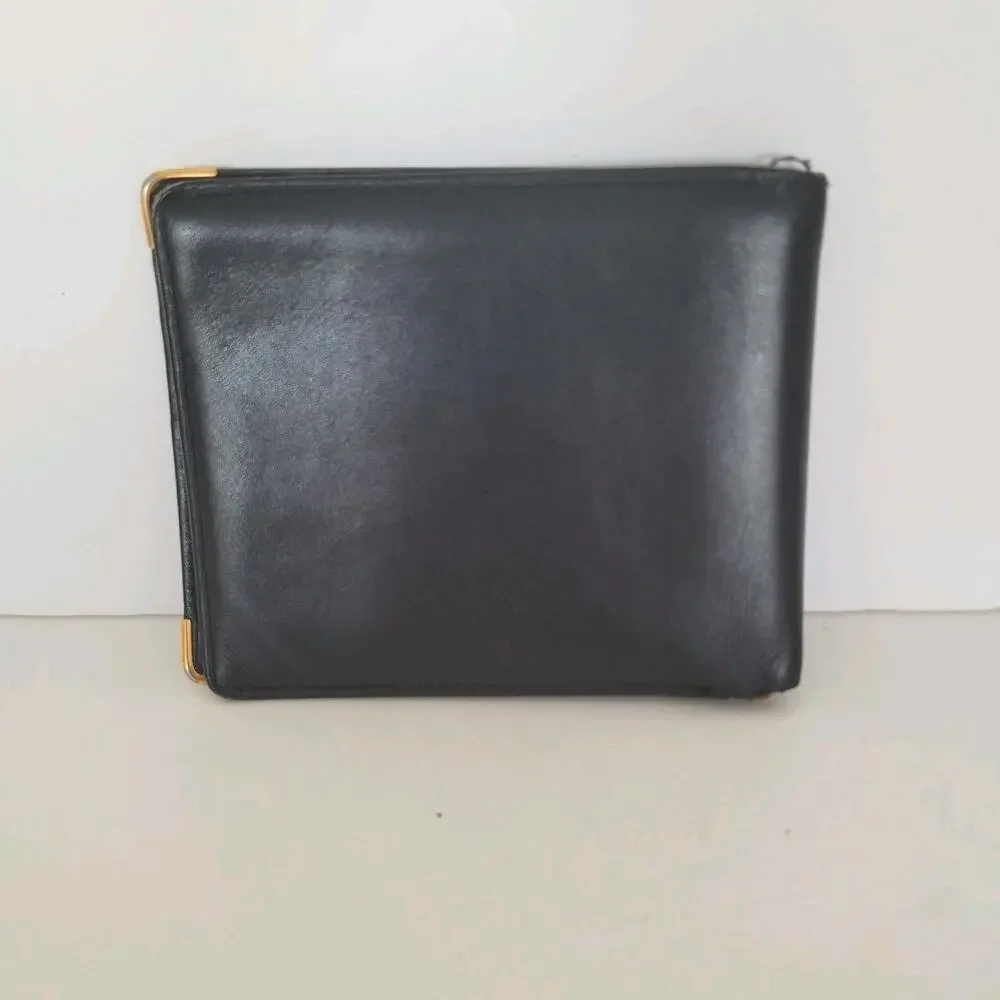 Dunhill Designer Mens Wallet Black Bifold Leather Folding Compact Medium Logo